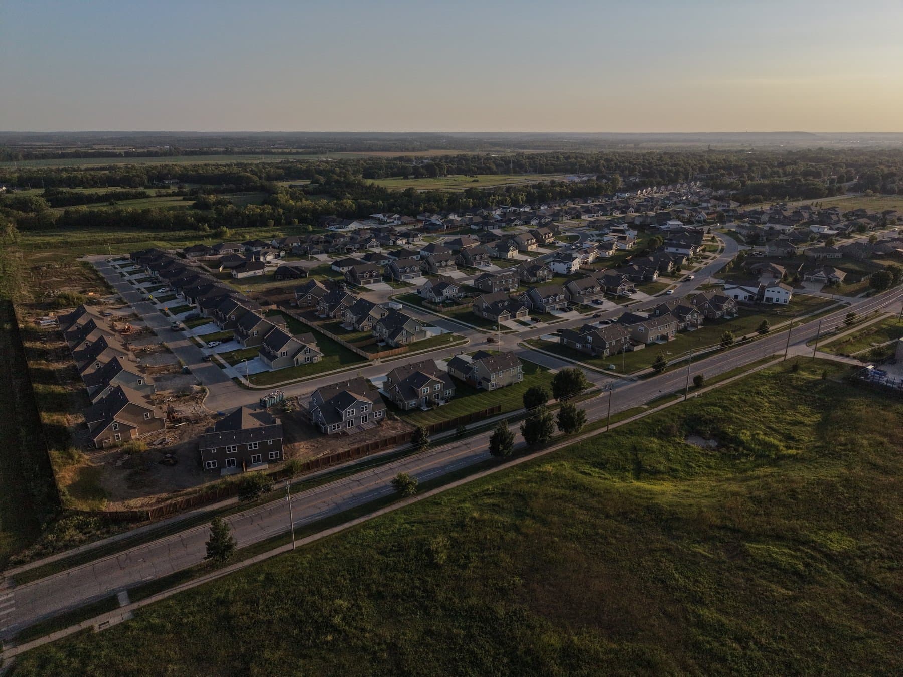 Fairfield Farms, Lawrence · road edge aerial